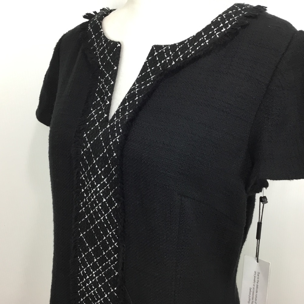 HP🛍 Karl Lagerfeld Black Sheath Tweed Dress 14 - Picture 4 of 10